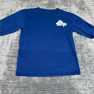 Girl’s Navy Blue Tee with Chest Floral Accent